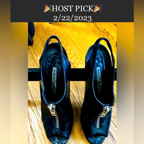 🎉HP🎉🔥 Manolo Blahnik🔥Vella Zipper Front🔥Slingback Bootie High Heels🔥 - Picture 2 of 15